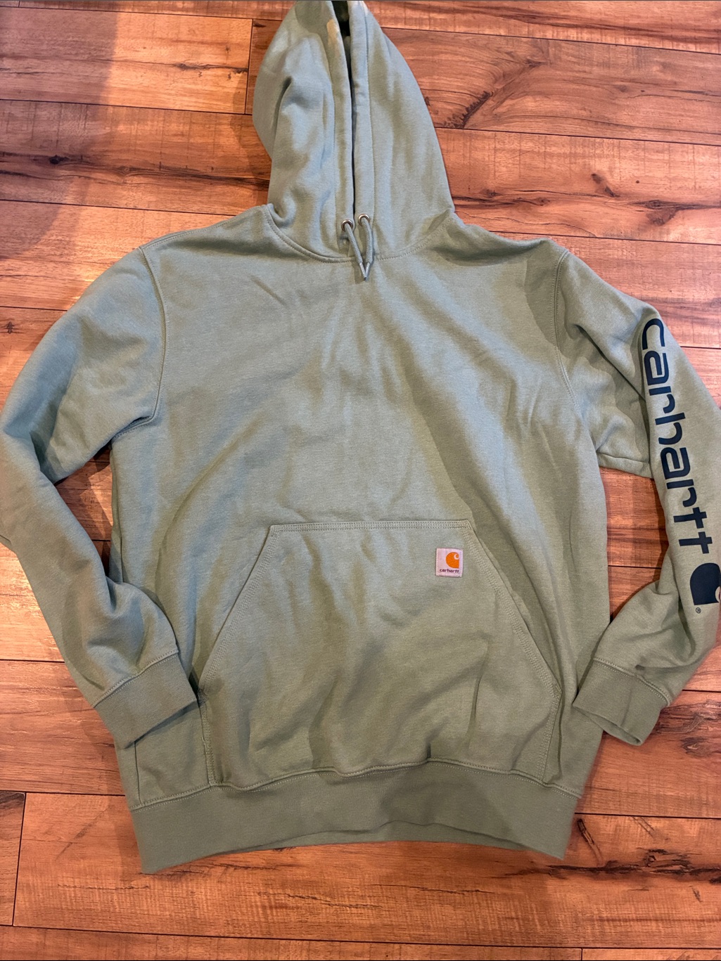 Carhartt Men’s Sage Green Crewneck Hoodie With Sleeve Logo